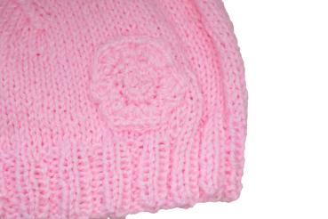 Hand knitted baby cap in pink with a head circumference of 38 cm 14,96 inch